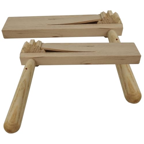 Abaodam 2 Stück Teiliges Holz Castanet Pädagogisches Rasselspielzeug Drehbare Ratsche mit Griff Sicher und Langlebig Fördert Rhythmusgefühl und Musikalisches Interesse bei Kindern von Abaodam