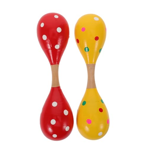 Abaodam 2 Stück Teiliges Maracas Doppelkopf Holzmusikinstrumente Rhythmische Handpercussion für Junge Mädchen Ungiftig Leicht Fördert Hörsensibilität und Hand Auge Koordination von Abaodam