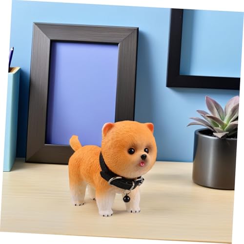 Abaodam 2 Stück Teiliges Realistisches Pomeranian Welpen Modell aus Weichem Vinyl Lebensechte Simulation Detailgetreuer Hundefigur Büro Wohnaccessoire von Abaodam