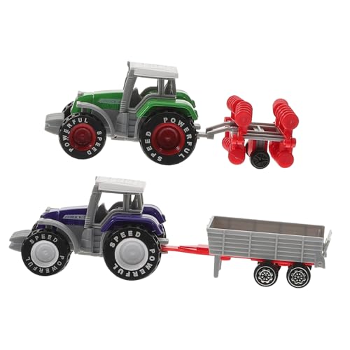 Abaodam 2 Stück Teiliges landwirtschaftliches Fahrzeug mit Inertialgleitfunktion Lebensechte Bauernhof Fahrzeuge in Grün und Blau Robustes Kunststoff LKW Modell für Fantasievolles Motorik von Abaodam