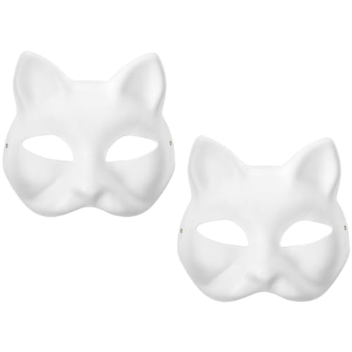 Abaodam 2 Stück Weiße DIY Katzenmasken aus Papier zum Bemalen Unbemalte Tiermasken für Kreative Blanko Masken für Fasching Karneval Bühnenauftritte und Abaodam 2 Stück Weiße DIY Katzenmasken aus Papier zum Bemalen Unbemalte Tiermasken für Kreative Blanko Masken für Fasching Karneval Bühnenauftritte und von Abaodam