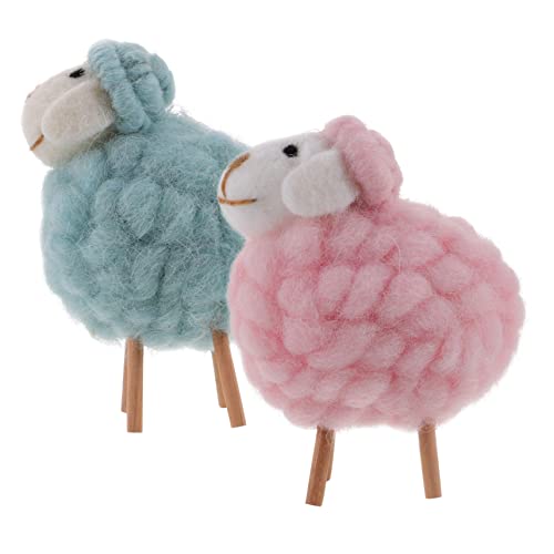 Abaodam 2 Stück Wollfilzschaf Schafe Schafstatue Haustier Teppich Welpe kleines hundespielzeug Miniatur gefilzte Wollverzierungen Kleiner Schafschmuck Kleine Tierdekorationen von Abaodam