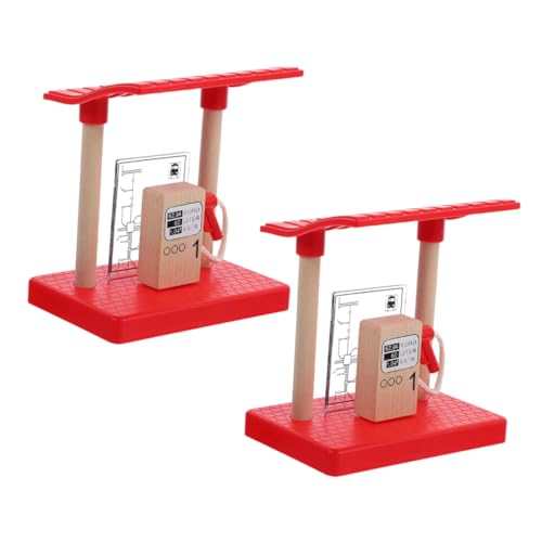 Abaodam 2 Stücke Holz Bahngleis Tankstelle Zug Spielset Zubehör Zug Landschaft Holz Eisenbahn Station Pretend Prop von Abaodam