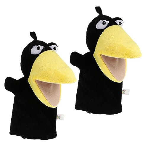 Abaodam 2 Stücke Krähe Handpuppe Für Fäustlinge Handschuhe Für Die Marionetten Groß Puppen Weihnachten Puppet Storytelling Plüsch Schwarz von Abaodam