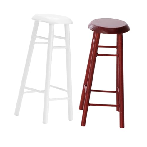 Abaodam 2 Stücke Miniatur Holz Barhocker DIY Puppenhaus Möbel Zubehör Mini Hocker für Küchen und Bartheke Realistische Miniatur Stühle für Bastelprojekte und Sammler von Abaodam