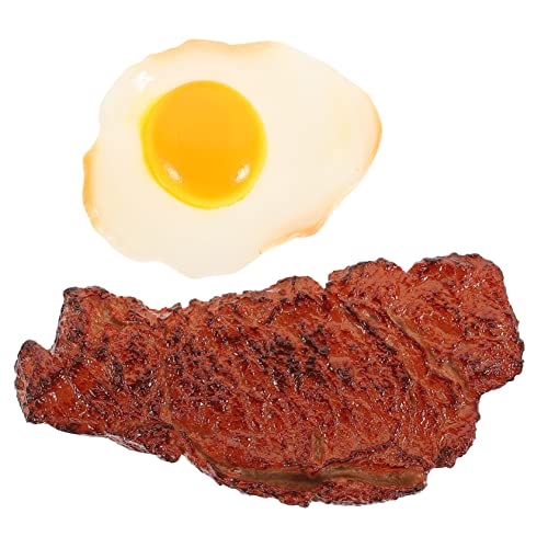 Abaodam Lebensechtes Spielzeug-Fake-Lebensmittel – Steak- Und Pochiertes-Set – Ideal Als Foto-Requisite von Abaodam