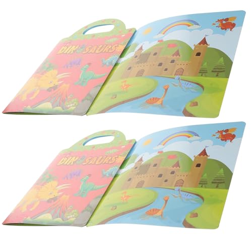 Abaodam Dinosaurier-stickerbuch-Set Für Kinder 2 Bücher Kreative Aufkleber Sichere Und Entfernbare Wandkunst-Aufkleber Ideal Für Kinderzimmer von Abaodam