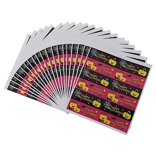 Abaodam 20 Blatt Halloween Streifen Kürbis Aufkleber Party Cartoon Dekoration Selbstklebende Aufkleber Halloween Pumpkin halloweenkürbis Selbstklebende Dichtpaste Halloween-Wandaufkleber von Abaodam