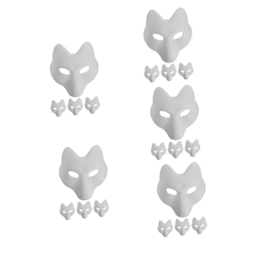 Abaodam 20 Stk Fuchs Maske Gesichtsmaske halloween maske Handgefertigtes Fuchsmasken-Set Fuchskostüm Outfit DIY-Versorgung Partymasken leer Kleidung gemalt Requisiten bilden Pu Weiß von Abaodam