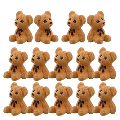 Abaodam 20 Stück Bären Mikrolandschaftsstatue Minifiguren Minitiere Miniatursachen Kleine Bären Miniaturen Miniaturspielzeug Bärenfigur Miniaturfiguren Kleines Harz Hellbraun von Abaodam