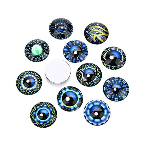 Abaodam 20 Stück Flecken DIY Glasflicken Zeitglas Patch Schmuckaufnäher Edelsteine ​​Glasaufkleber Schmuckmaterial selber Machen runder Cabochon aus Glas Blue von Abaodam