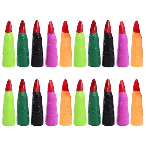 Abaodam 20 Stück Gefälschte Hexenfinger Aus Kunststoff Bunte Fingerzeiger Zum Lesen Von Halloween-Nagelabdeckungen Für Cosplay-Kostüme von Abaodam