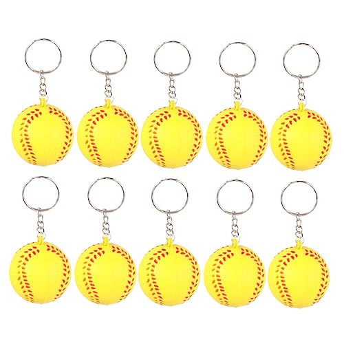 Abaodam 20 Stück Gelber Baseball Schlüsselanhänger PU Schaumstoff Sport Schlüsselring für Dekorative Taschenanhänger Partygeschenke und Schulpreise von Abaodam