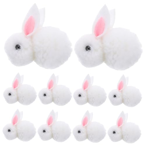 Abaodam 20 Stück Hase Stoffhase Hase Aus Wollfilz Mini-filzhase Kleine Hasen-anhänger Mini-Kaninchen Simulationstiere Miniatur-tierfiguren Simulation Tiermodell Plüsch Weiß von Abaodam