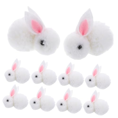 Abaodam 20 Stück Hase Stoffhase Mini-Plüschhase Hase aus Wollfilz Mini-Filzhase kleine Hasen-Anhänger Simulations-Plüschspielzeug-Puppenornamente Zubehör für Kaninchenhaarspangen Weiß von Abaodam