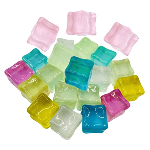 Abaodam 20 Stück Luminous Fake Ice Cubes Wiederverwendbare Deko Eiswürfel für Partys Hochzeiten Fotografie und Tischdekoration Gemischte Farben von Abaodam