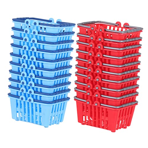 Abaodam 20 Stück Mini Einkaufswagen Teiliges Miniatur Einkaufswaren Zubehör für Rollenspiele für Puppenhaus und Kreative Spielwelten Rot und Blau von Abaodam