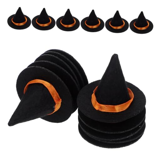 Abaodam 20 Stück Mini Filz Hexenhüte Kleine Zaubererhüte Stabile Mini-party-dekoration DIY Bastelaccessoires für Halloween Flaschenverschlüsse Puppen und Handwerksprojekte von Abaodam