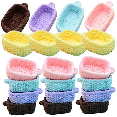 Abaodam 20 Stück Mini Lebensmittelkörbe Simulierte Körbe Puppenhauskörbe Kinderdekor Kinderspielzeug Mini Kinderspielzeug Mini Körbe Ornamente Puppenhaus Mini Körbe von Abaodam