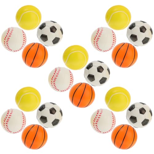 Abaodam 20 Stück Mini Stressbälle Fußball Basketball Tennis Baseball Hochwertige Stressabbau Spielzeuge für Partys und Sportliebhaber Geschicklichkeit und Griffstärke von Abaodam