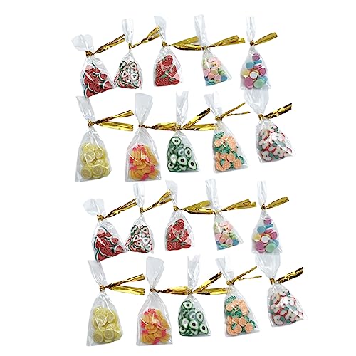 Abaodam 20 Stück Puppenhaus Dekoration Realistische Frucht und Bonbon Requisiten Stabiles Material Leicht für Kreative Szenen und Heimdekoration von Abaodam