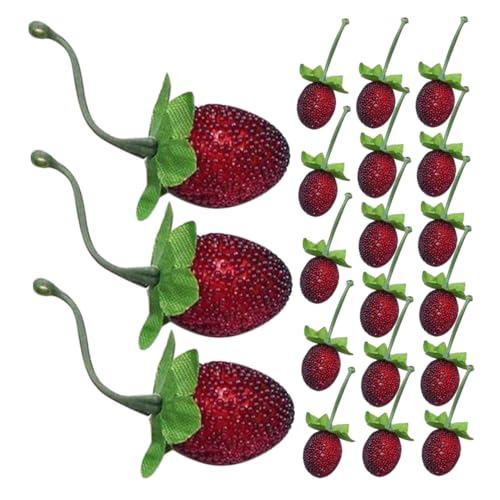 Abaodam 20 Stück Teiliges Dekorationsset Künstliche Wild Erdbeeren Realistisch Gestaltete Deko Früchte für Obstschalen Party und Schaufensterdekoration Naturgetreue Künstliche Früchte von Abaodam