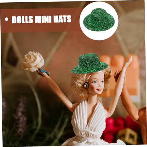 Abaodam 20 Stück Teiliges Mini Jazz Hüte Handgefertigte Kleine Puppenhüte aus Strapazierfähigem Material Dekorative DIY Miniatur Hüte für Puppen Basteln Cosplay und Party Dunkelgrün von Abaodam