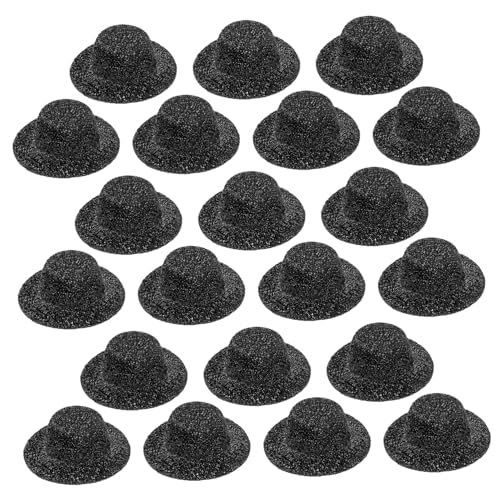 Abaodam 20 Stück Teiliges Mini Jazz Hut Kleine Dekorative Puppenhüte aus Langlebigem Material für DIY Bastelprojekte Puppenspielzeug und Kreative Partydekoration Schwarz von Abaodam