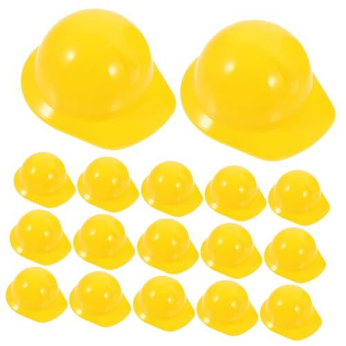 Abaodam 20 Stück Teiliges Miniatur Bauarbeiter Helm aus Kunststoff Dekorativer Schutzhelm für Puppen und Haustiere Multifunktionaler Sicherheitshelm als Party und Kuchendeko Gelb von Abaodam