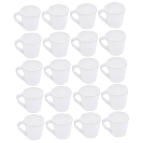 Abaodam 20 Stück Teiliges Miniatur Puppenhaus Zubehör Miniatur Weiße Kaffeetassen aus Harz Realistische Mini Becher für Kinderküche Dekorative Mini Geschirrsets für DIY Basteln und von Abaodam