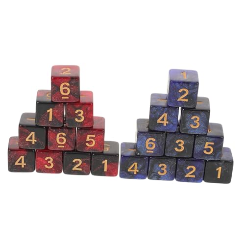 Abaodam 20 Stück Teiliges Spielwürfel mit Seiten Zweifarbige Galaxy-acrylwürfel in Schwarz-rot und Schwarz-blau Langlebige Nummerierte Würfel für Brettspiele Rpgs Bildungsaktivitäten und von Abaodam