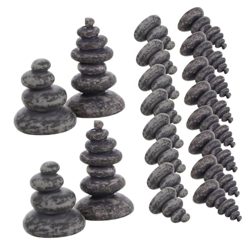 Abaodam 20 Stück Turmhaus Aus Steingarten Zen-gartendekoration Im Freien Gartenfiguren Aus Stein Steine ​​stapeln Zen-gartenzubehör Aquarium-felsen Pagodengartenstatue Light Grey Harz von Abaodam