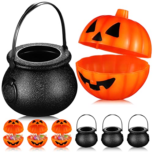 Abaodam 20Stücke Halloween Süßigkeiten Eimer Kleine Kürbis Und Hexen Kessel Deko Für Halloween Dekoration Und Aufbewahrung Für Süßigkeiten Und Kleine Gegenstände von Abaodam