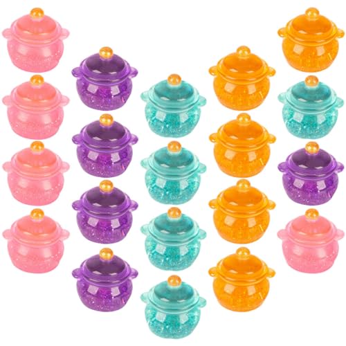 Abaodam 20st Aus Einem Topf Mit Pailletten Ornamente Simulationstöpfe Mini-Topf Kindersimulationstöpfe Miniatur- Mini- -mini-kochgeschirr Mini-Herde Harz von Abaodam