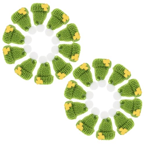 Abaodam 20 Stück Miniatur-strickmütze Für Saint Patricks Day Kleeblatt-Accessoires Irische Kopfbedeckung Grün Für Party-Dekorationen von Abaodam
