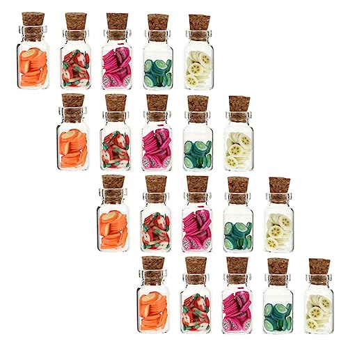 Abaodam 20 Stück Miniatur-obstgläser Aus Glas Puppenhaus-Miniatur-lebensmittelzubehör Robuste Und Realistische Miniatur-obstflaschen von Abaodam