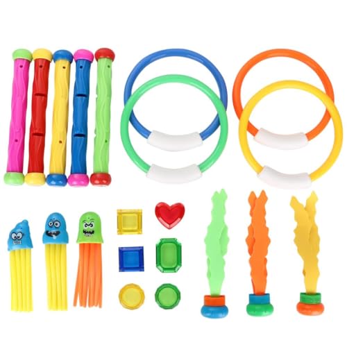 Abaodam 21stücke Teiliges Mit Tauchspielzeug Für Junge Mädchen Bunte Tauchstäbe Ringe Algen Und Spaß Im Schwimmbad Für Anfänger Und Kleine Sicheres Langlebiges Kunststoffspielzeug von Abaodam