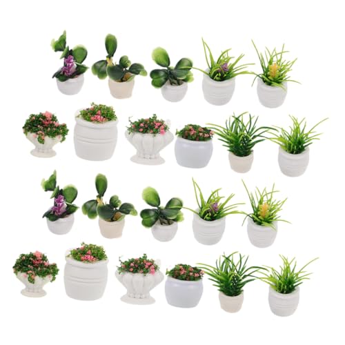Abaodam 22 Stück Teiliges Miniatur-Pflanzen- Miniatur-Dollhouse-Pflanzen Künstliche Mini-Bonsai Vielseitige Puppenhausdekoration Langlebige Kunststoffpflanzen für DIY-heimdekor Kompakt für von Abaodam