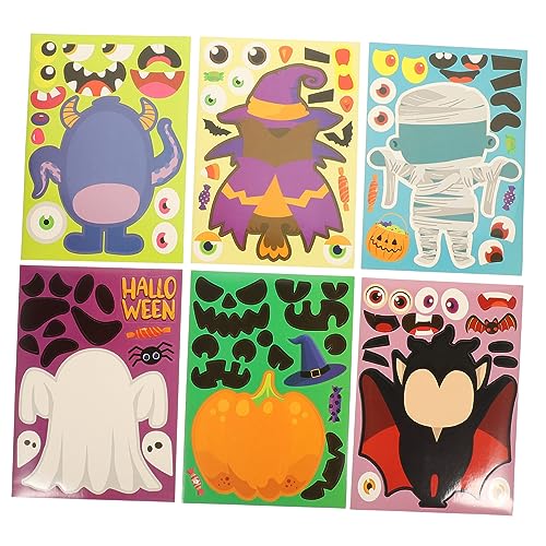 Abaodam 24 Blätter Halloween Puzzle Aufkleber DIY Gesichtsaufkleber Halloween Aufkleber Puzzle Aufkleber Halloween Bastelaufkleber Halloween Aufkleber Beschichtetes Papier Selbstklebende von Abaodam