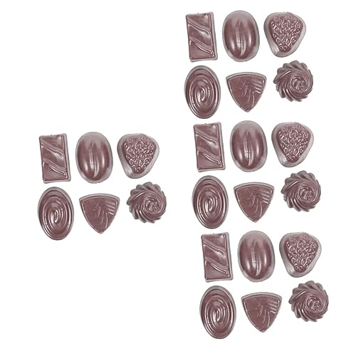 Abaodam 24 STK Simulationsschokolade Miniaturen Kleines Schokoladenmodell Realistische Schokoladenspielzeuge Simuliertes Schokoladenmodell Künstlicher Cupcake Kind Snack PVC Multifunktion von Abaodam