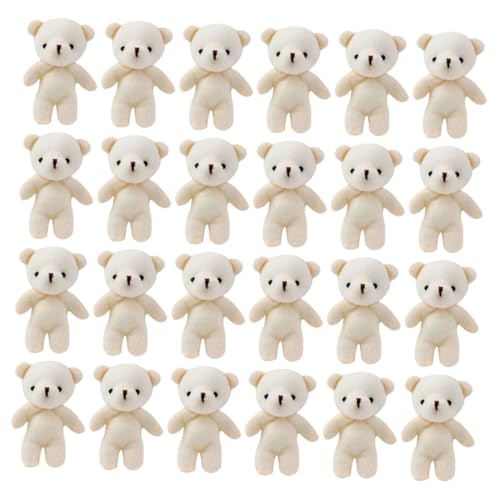 Abaodam 24 Stück Bärenanhänger bär Charms anhänger deko Cartoon-Bär Bärenpuppenanhänger kleines Bärenspielzeug Plüsch Schlüsselanhänger kleine Bärenpuppe PP Baumwolle Weiß von Abaodam