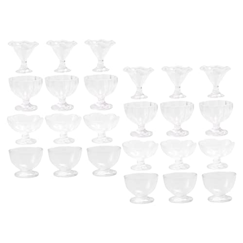 Abaodam 24 Stück Mini Becher Maßstab 112 Eisbecher Miniatur Küchengeschirr Dessertschalen Mit Fuß Mini Lebensmittelbecher Mini Möbelmodell Wasserbecher Kaffeetassen von Abaodam