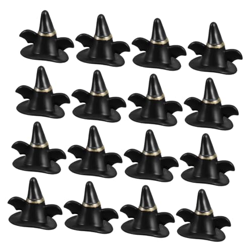 Abaodam 24 Stück Mini-elfenhut Deko Miniaturhüte Mini-hüte Für Den Urlaub Böser Charme Halloween-miniaturen Kleine Hüte Für Puppen Mini-weihnachtsmützen Mini-imitationshüte Plastik Black von Abaodam