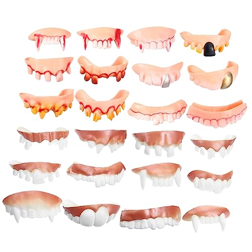 Abaodam 24Stücke Halloween Fake Zähne Lustige Vampir Prothesen für Kostümparty Schreckliche Zähne Requisiten für Cosplay und Halloween Dekoration für Einzigartige von Abaodam