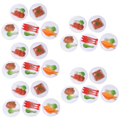 Abaodam 25 STK Simuliertes chinesisches Essen Spielzeuge Mini-House-Food-Modell gefälschtes Essen Mini-Essen geschmortes Schweinefleisch schmücken vorgeben Requisiten Dekorationen Harz von Abaodam