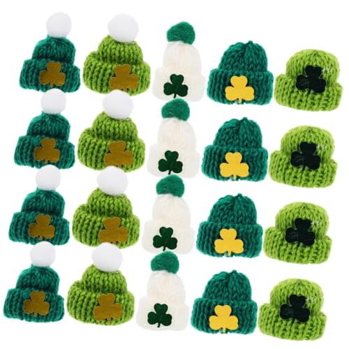 Abaodam 25 Stück Mini-Strickmütze Mini-Hüte Minihüte zum Basteln winzige Kitting-Hüte Mini-Hut mini strickmützen Puppenmützen DIY st Patricks Day Hut kleine Strickmützen Miniaturhüte Garn von Abaodam