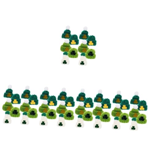 Abaodam 250 STK Mini-Strickmütze Kappen Gründekor Accessoires zur Herstellung von Kopfschmuck Minihüte zum Selbermachen grüne Blätter weißer Hut Hutdekoration grüne Kugel von Abaodam