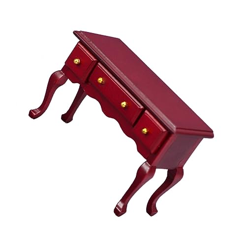 Abaodam 2st Mini-heimmodell Möbel Miniatur Mini-holztisch Mädchenspielzeug Schreibtisch Holzspielzeug Zubehör Essen Mini-esstisch Mädchen Spielzeug Kind Rot Hölzern Requisiten Puppenhaus von Abaodam