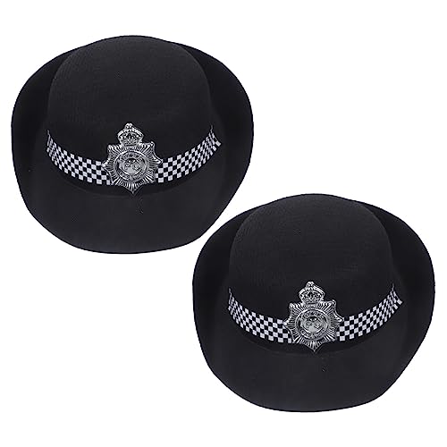 Abaodam 2St Polizeimütze Polizeizubehör Kostüm Polizeikostüm Damen Cop-Hut Kappe halloween kleidung halloween costumes Leistung Polizisten Mützen Bühnenhüte Filzstoff Black von Abaodam