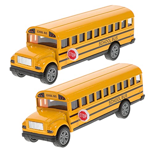 Abaodam 2St Schulbus-Modell Kinderwagen Spielzeugzug schulbus Geburtstagsgeschenk für Auto Busspielzeug zum Zurückziehen kleine Spielsachen Legierung von Abaodam